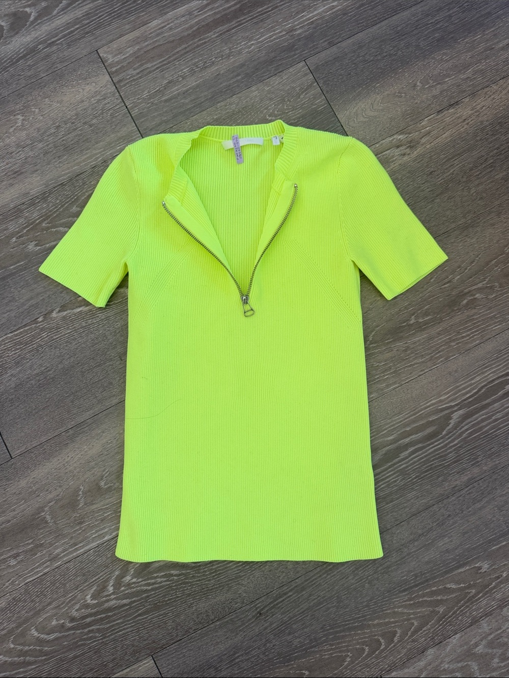 Helmut Lang Neon Lime Zip-Front Mini Dress